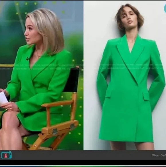 NWT ZARA DOUBLE BREASTED LONG BLAZER DRESS GREEN - Picture 10 of 16